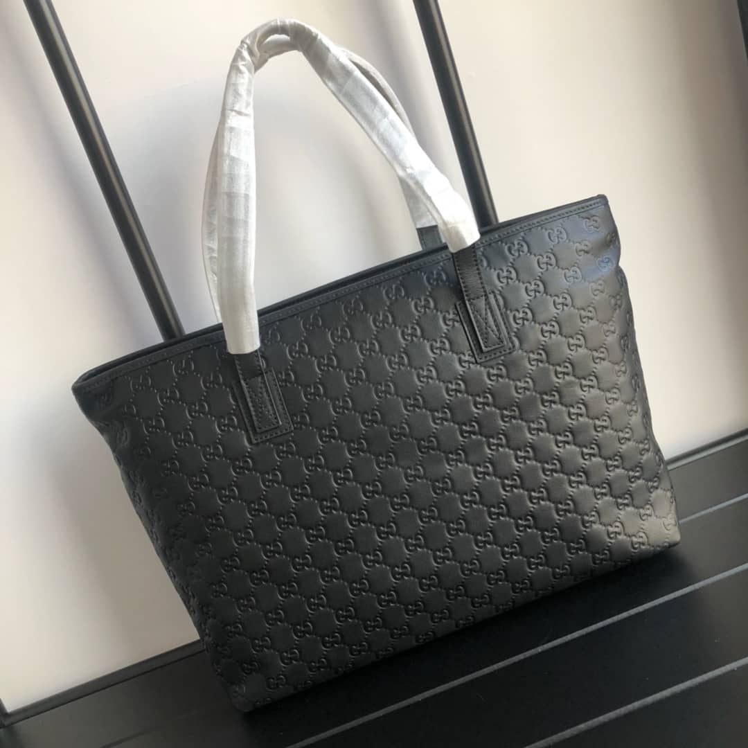 Gvc*1 GG Plus Large Zip Top PVC Replica Tote Black 211137