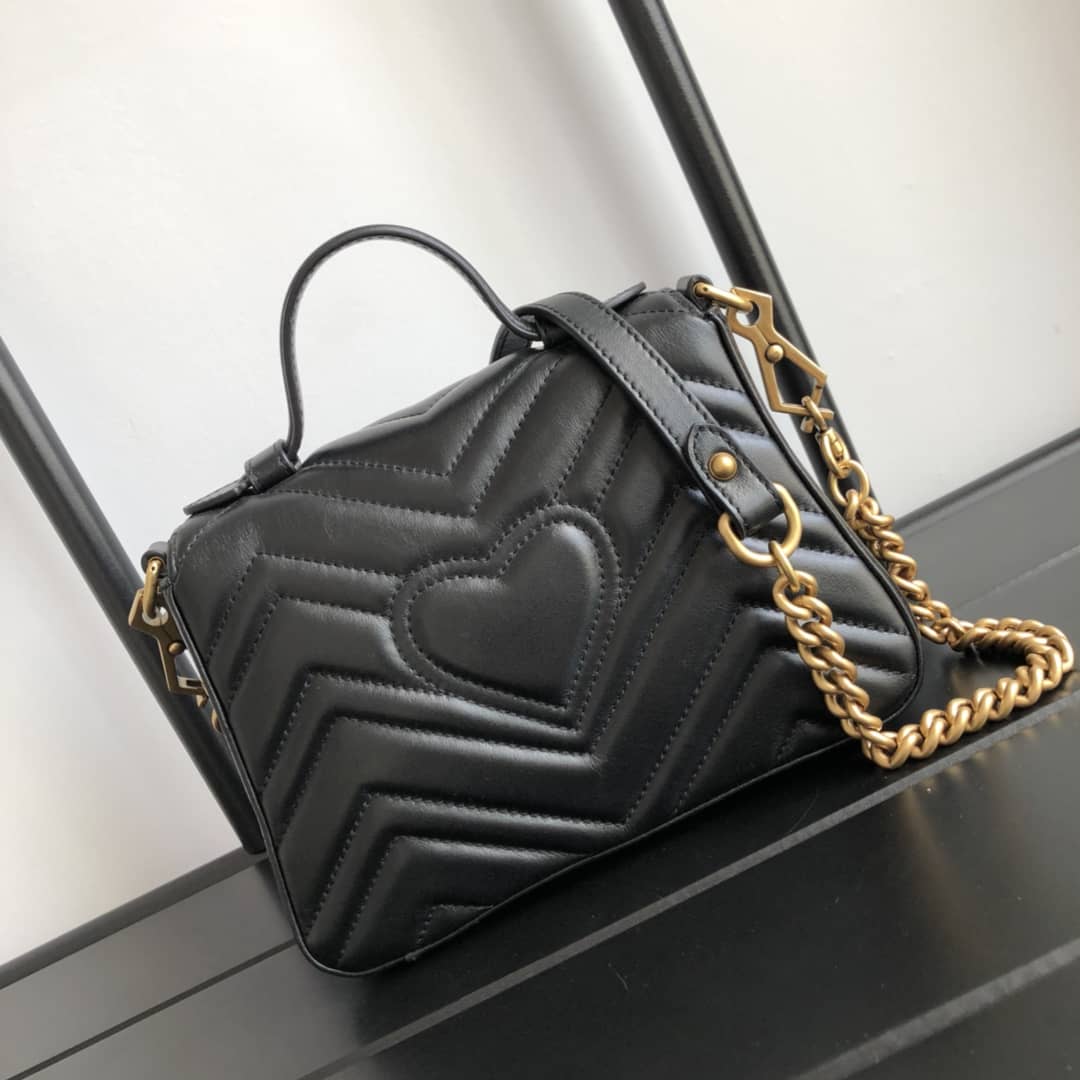Gvc*1 GG Marmont Mini Leather Top Handle Bag Replica Black 547260
