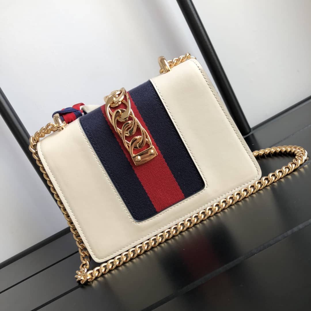 Gvc*1 Sylvie Leather Mini Chain Shoulder Bag Replica White 431666