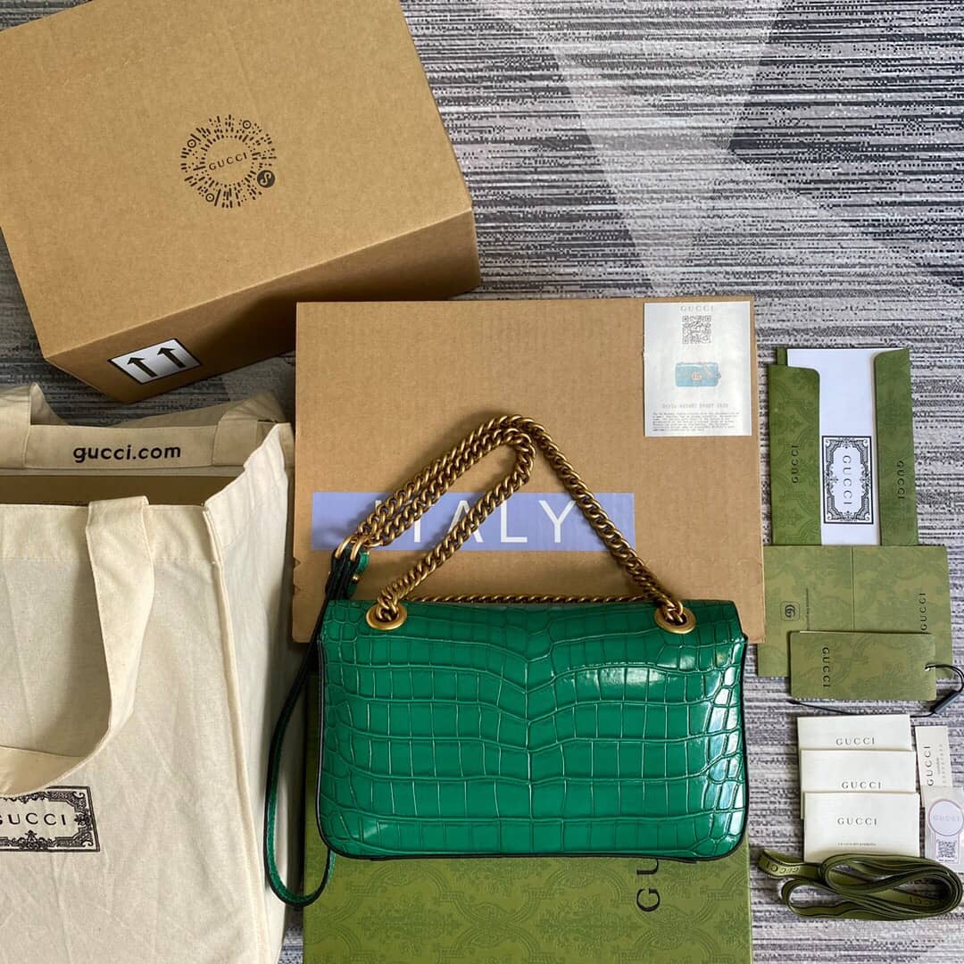 Gvc*1 GG Marmont Matelasse Shoulder Bag Replica Green 443497