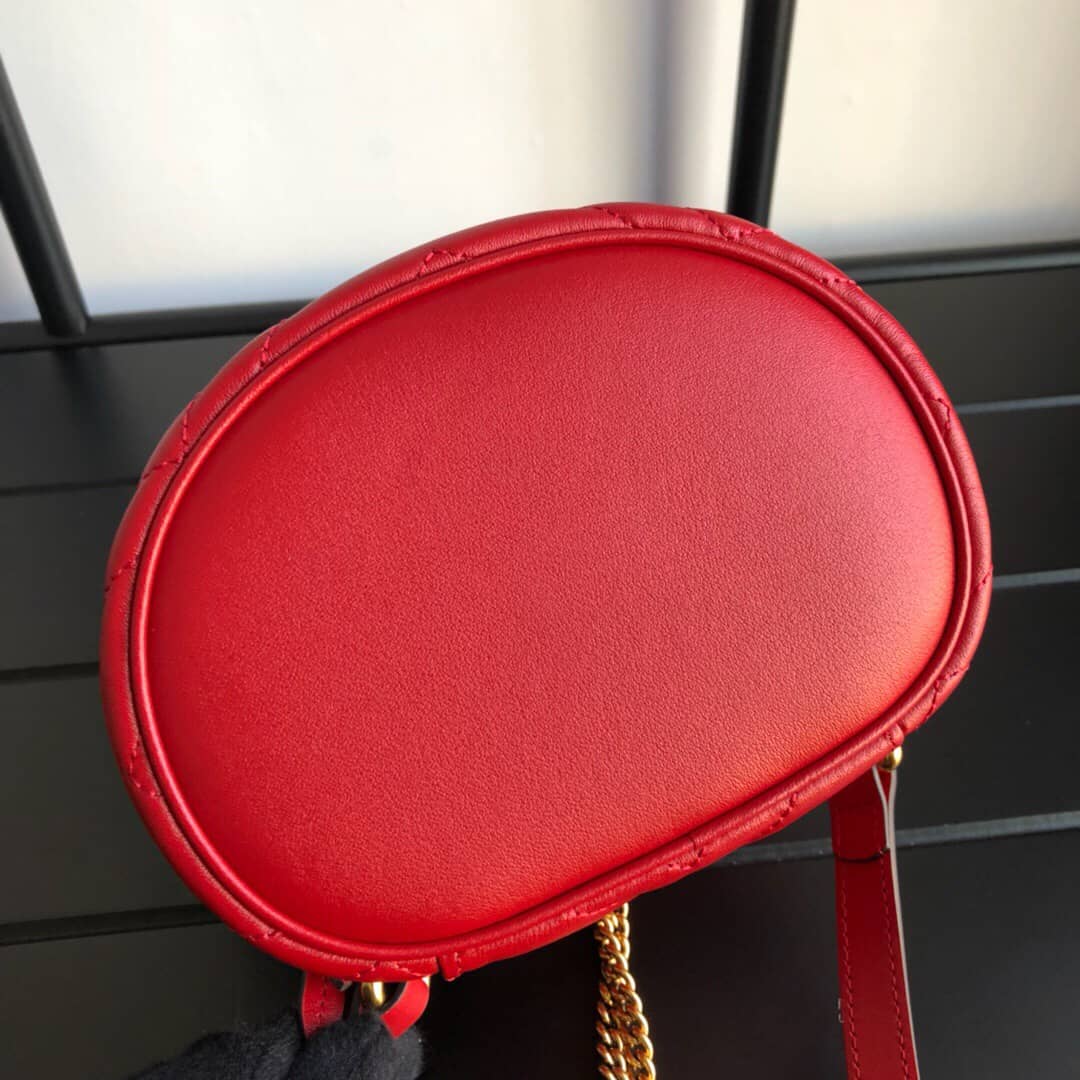 Gvc*1 GG Marmont Matelesse Mini Round Replica Backpack Red 598594