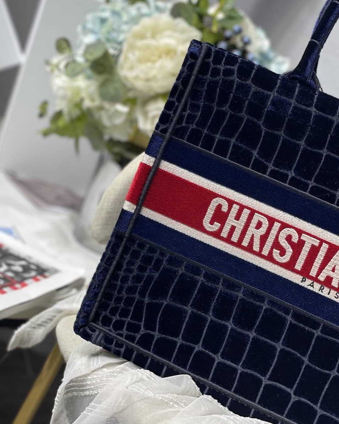Chr1st1an D10r CD Book Embroidery Replica Tote