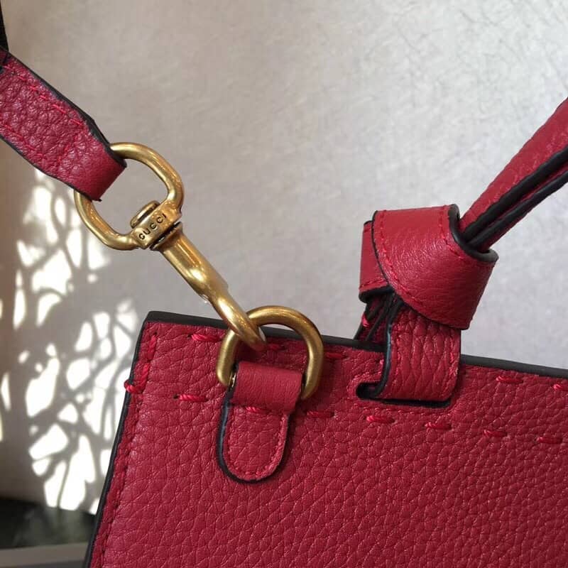 Gvc*1 GG Marmont Leather Top Handle Replica Bag Red 421890
