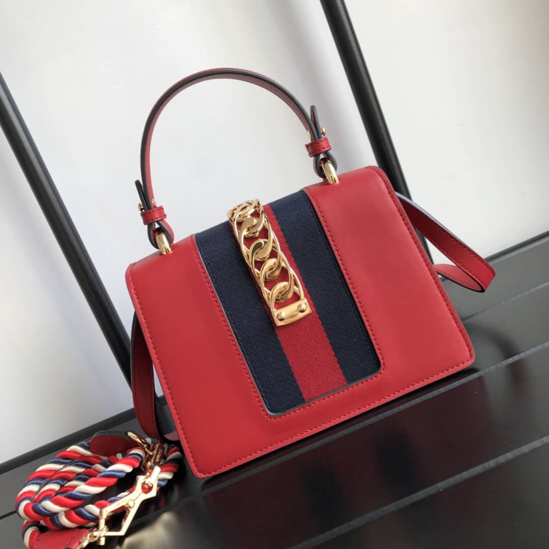 Gvc*1 Sylvie Leather Mini Shoulder Bag Replica White Red 470270