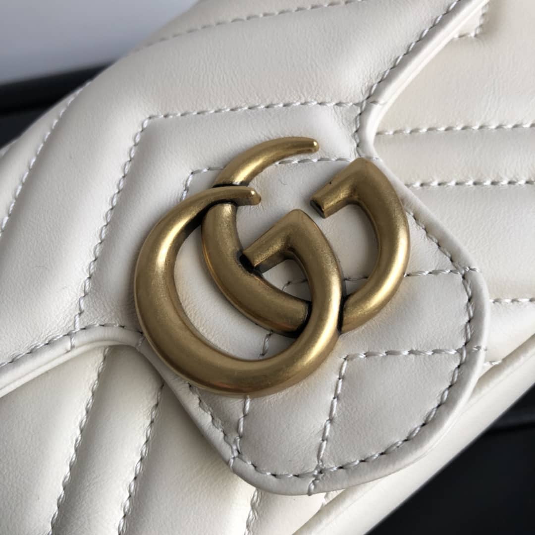 Gvc*1 GG Marmont Matelasse Leather Mini Shoulder Bag Replica White 476433