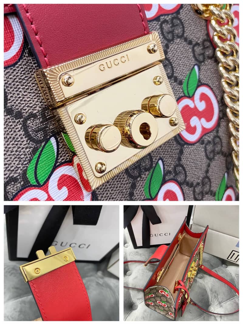 Gvc*1 Padlock Small GG Svp*me Canvas Shoulder Bag Replica Red 498156