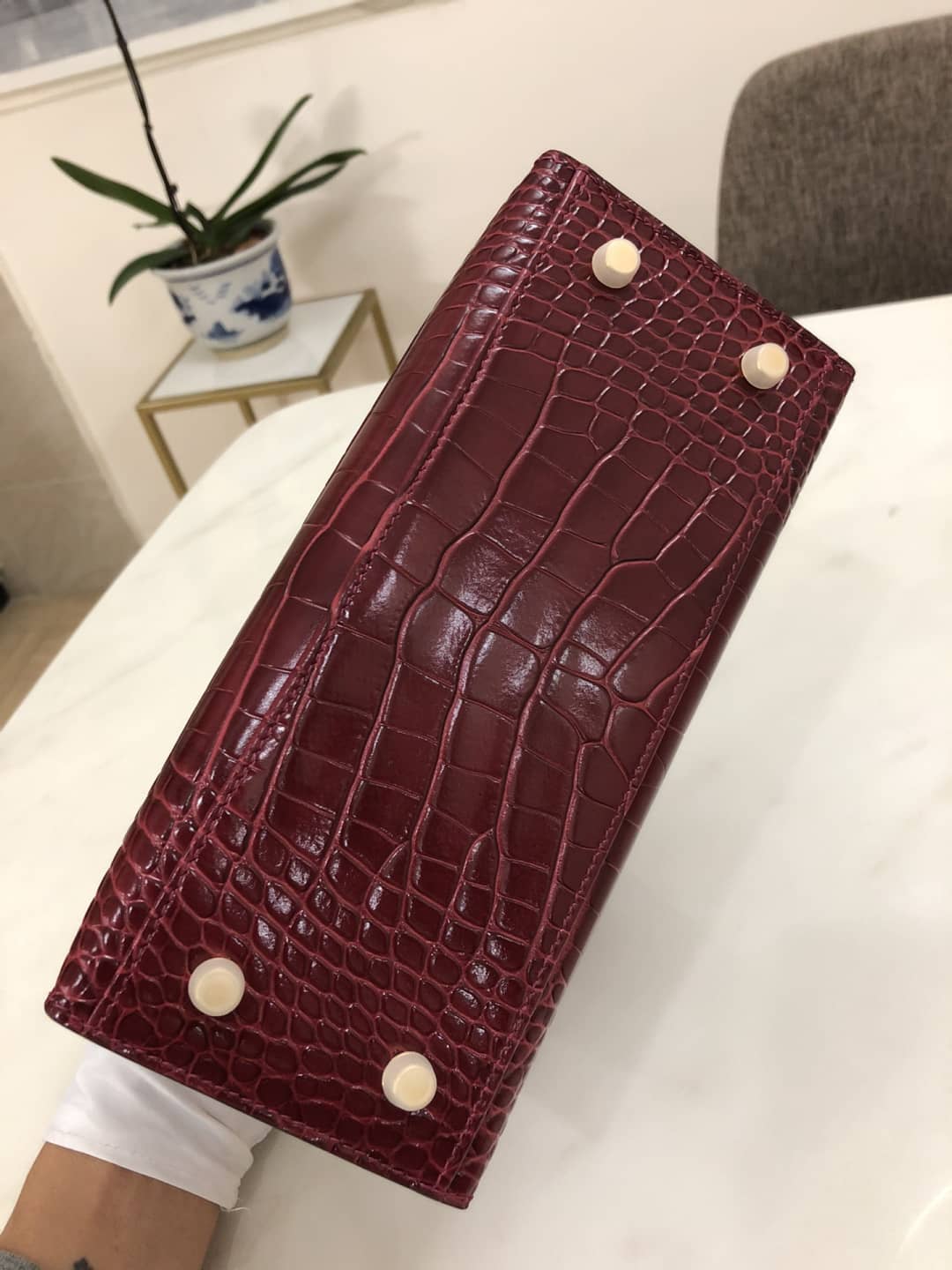 H**me5 Kelly Dupe 25CM Crocodile Shiny Replica Bag