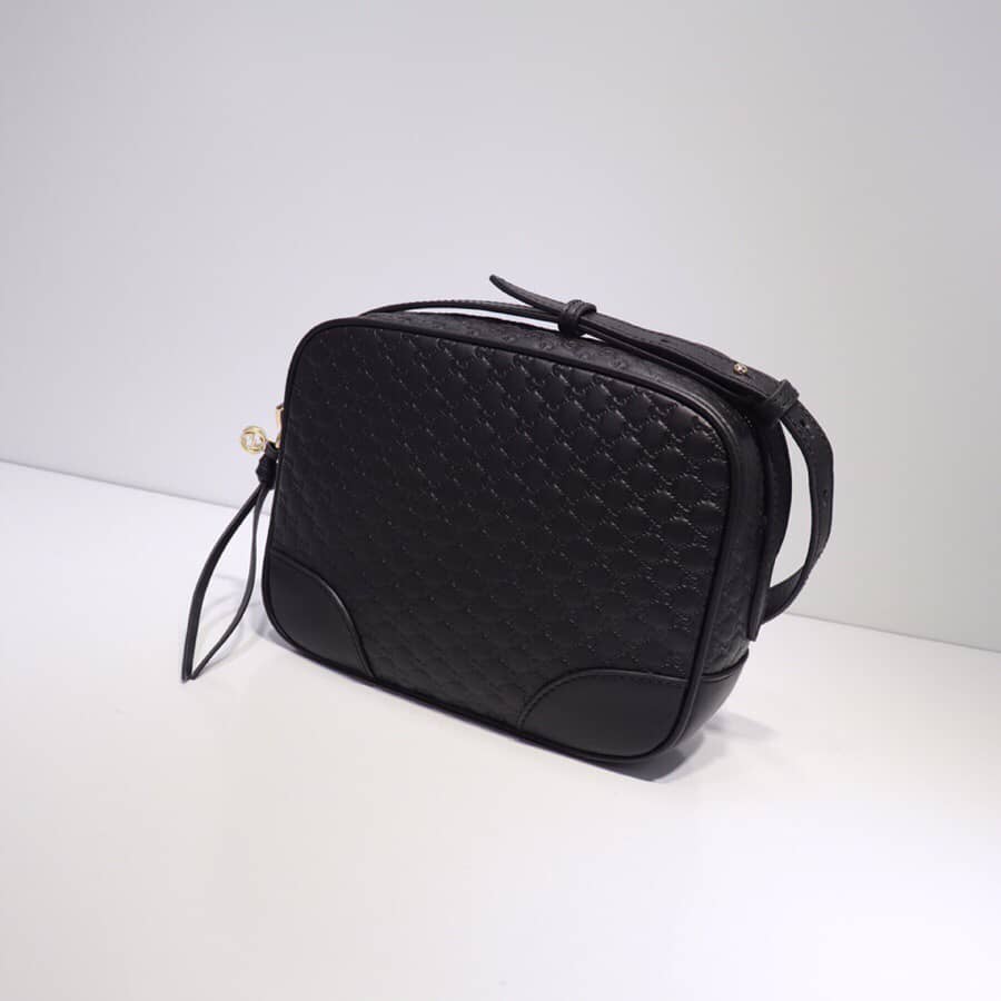Gvc*1 Bree Gvc*1ssima GG Leather Canvas Camera Bag Replica Black 449413
