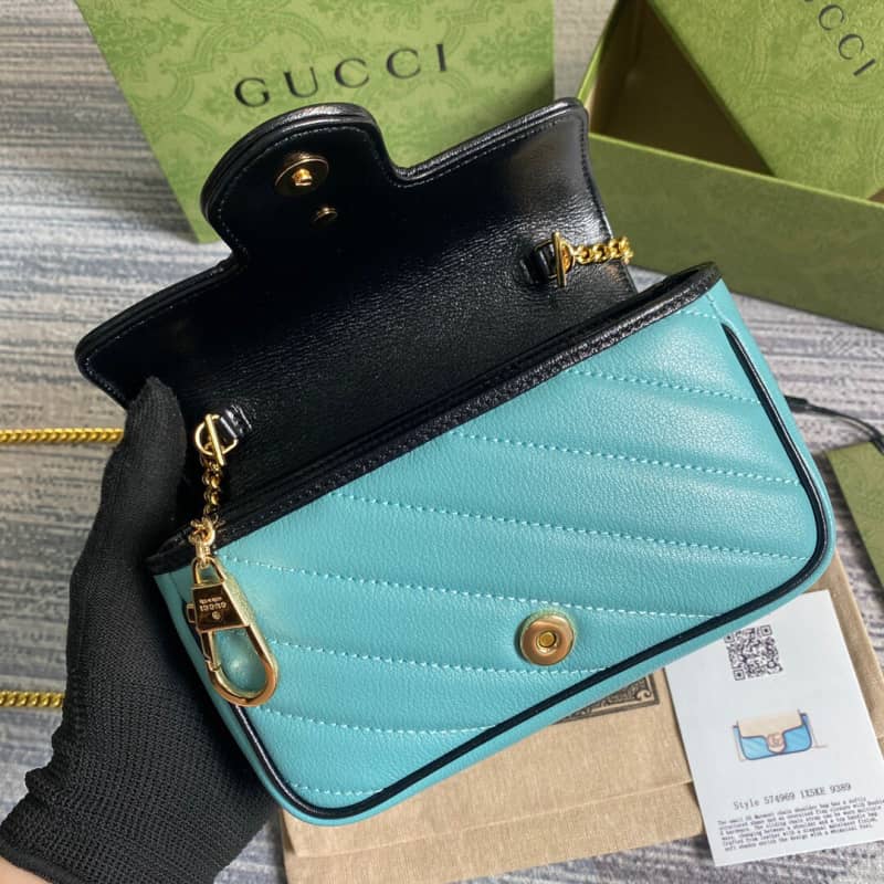 Gvc*1 GG Marmont Mini Matelasse Leather Shoulder Bag Replica Yellow Blue 574969