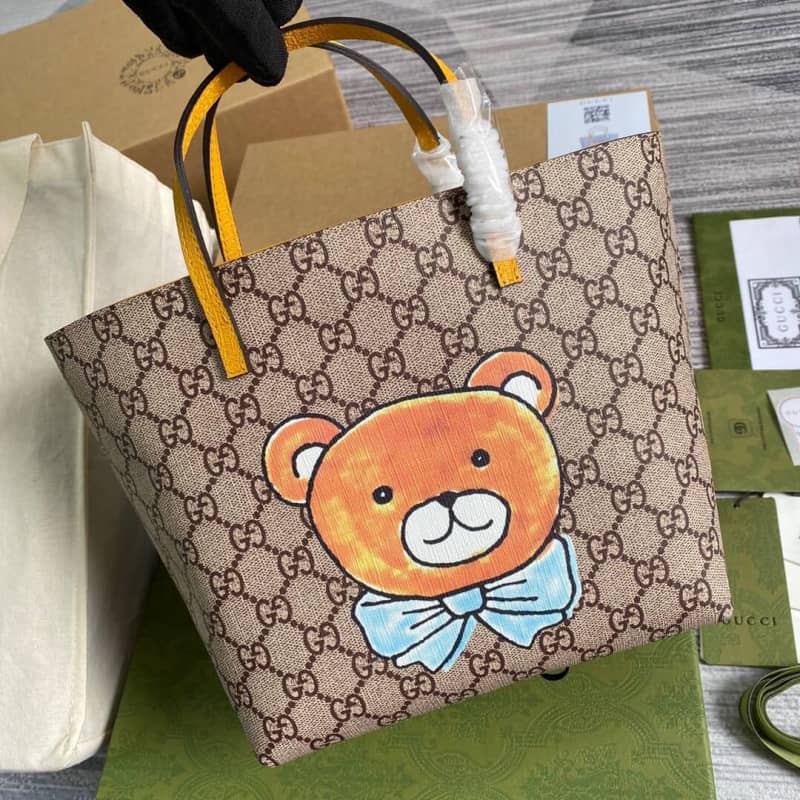 Gvc*1 Children GG Svp*me Canvas Replica Tote Brown 410812