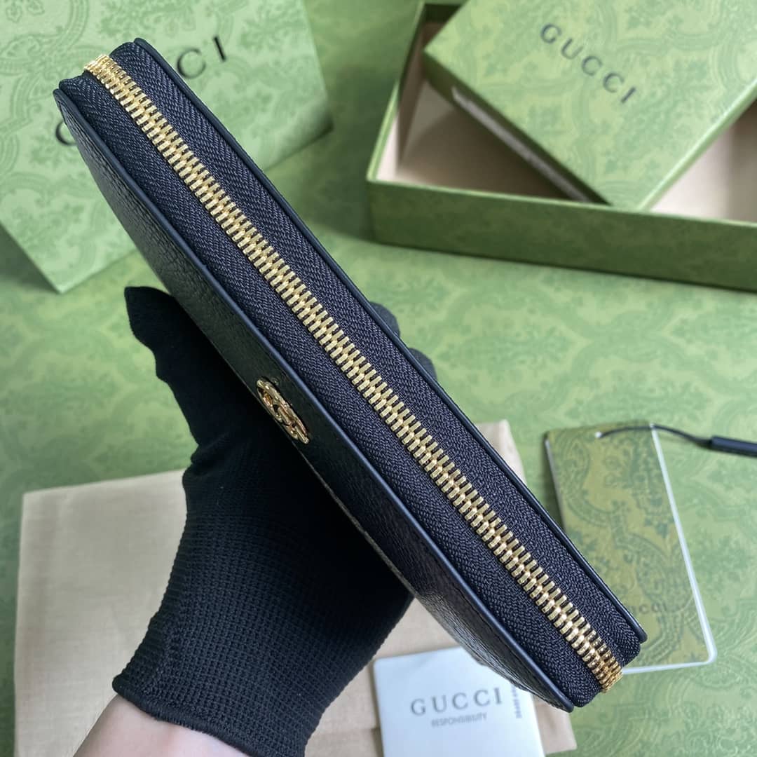 Gvc*1 GG Marmont Leather Zip Long Wallet Replica 456117