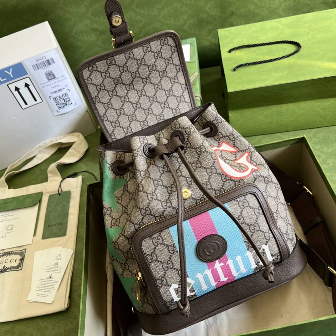 Gvc*1 Interlocking GG Svp*me Backpack Beige Replica 674147