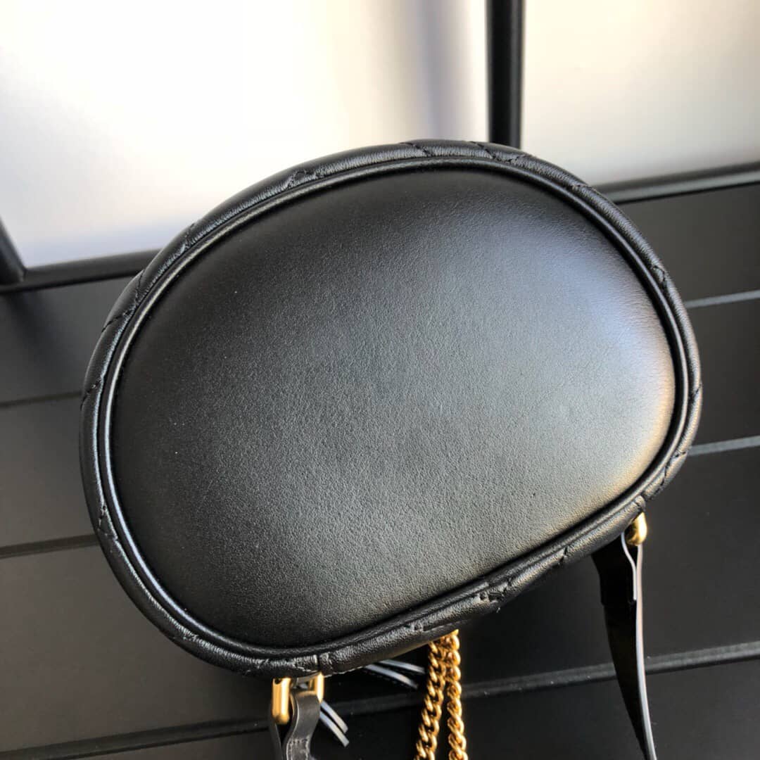 Gvc*1 GG Marmont Matelesse Mini Round Replica Backpack Black 598594
