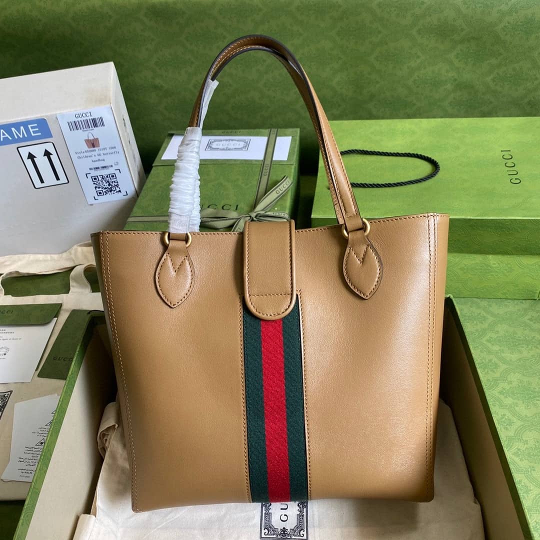 Gvc*1 Double G Leather Small Tote Replica 652680