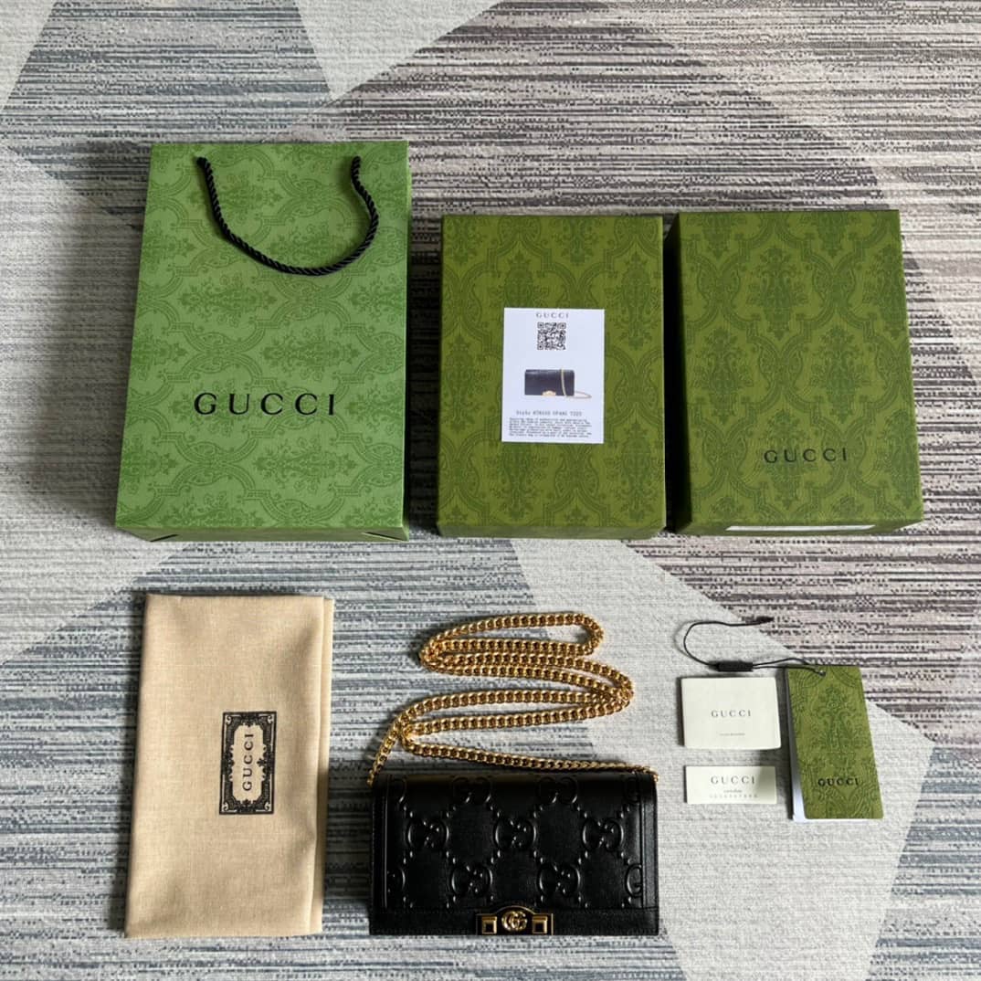 Gvc*1 GG Wallet With Chain Black 676155 Replica