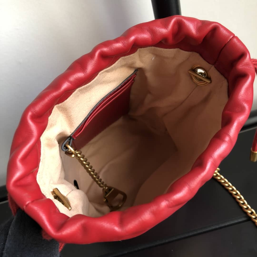 Gvc*1 GG Marmont Mini Bucket Crossbody Bag Replica Red 575163
