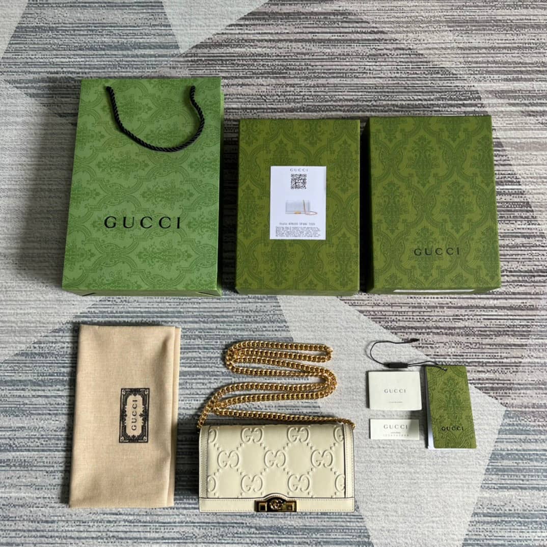 Gvc*1 GG Wallet With Chain White 676155 Replica