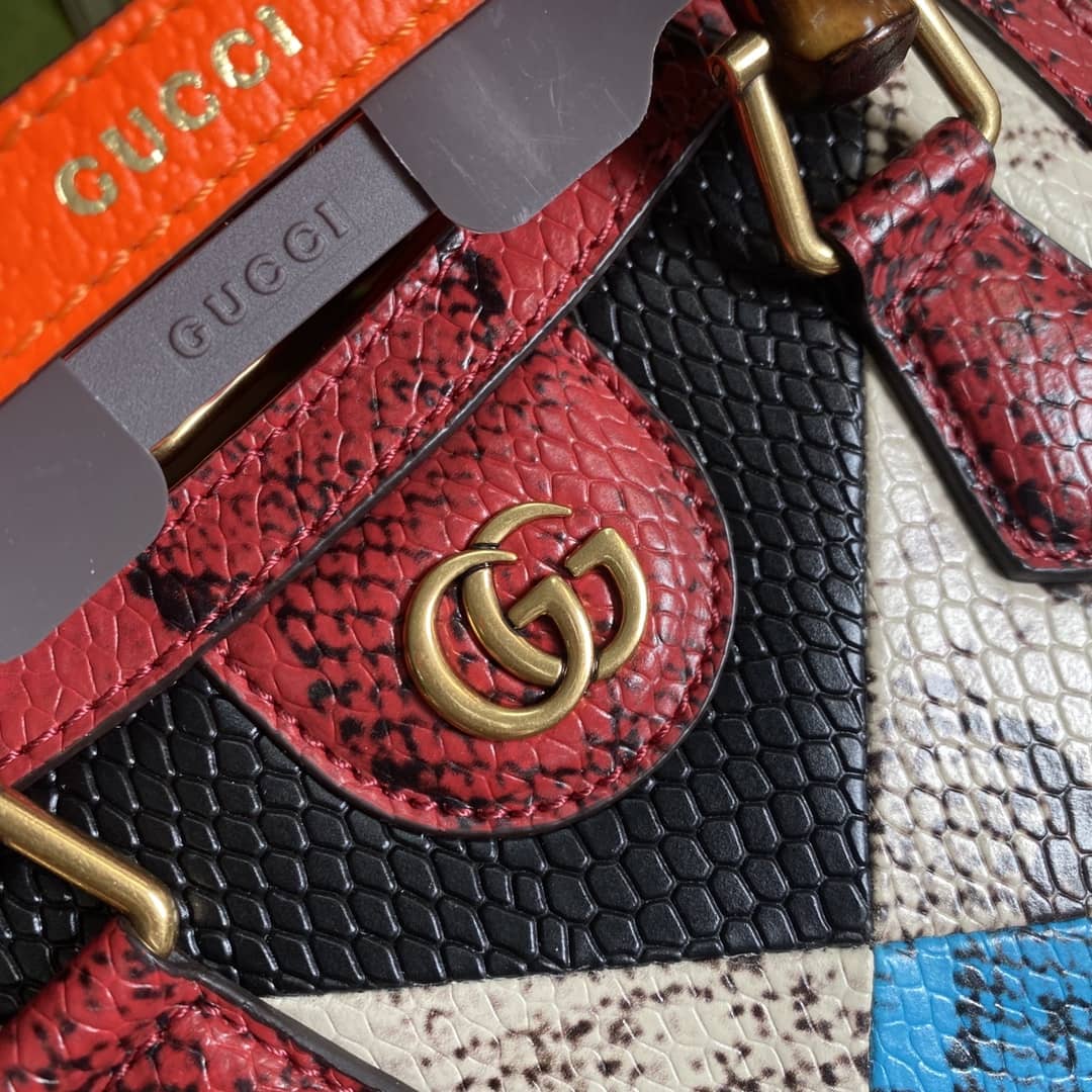 Gvc*1 Diana Mini Bamboo Tote Bag Replica Red 655661