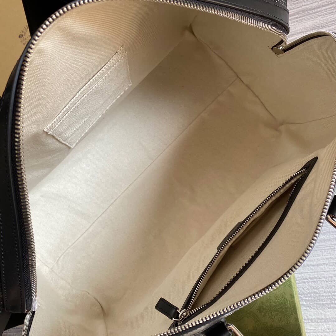 Gvc*1 GG Embossed Perforated Leather Duffle Bag Replica Black 625768