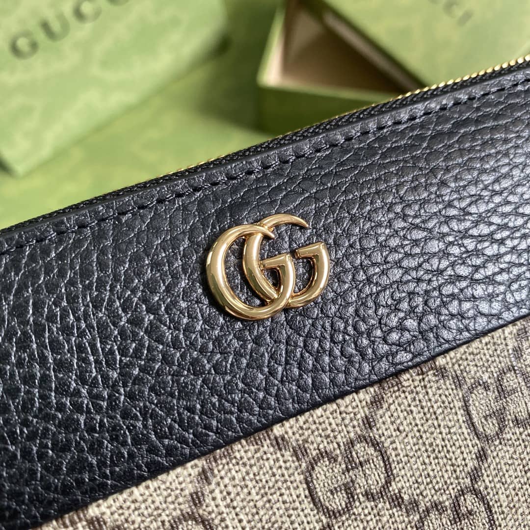 Gvc*1 GG Marmont Leather Zip Long Wallet Replica 456117