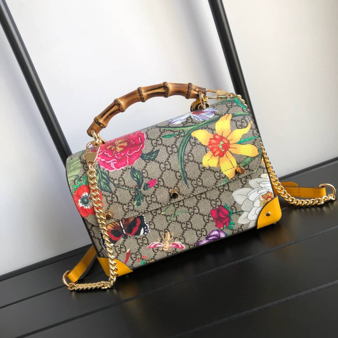 Gvc*1 Padlock GG Small Bamboo Shoulder Bag Replica Yellow 603221