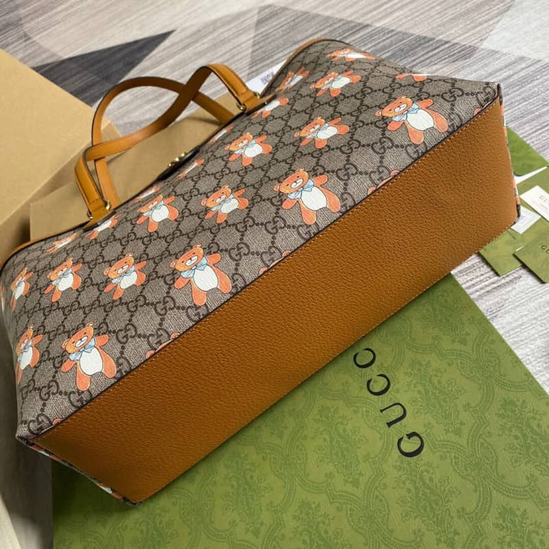 Gvc*1 Ophidia Leather Tote Replica Brown 631685