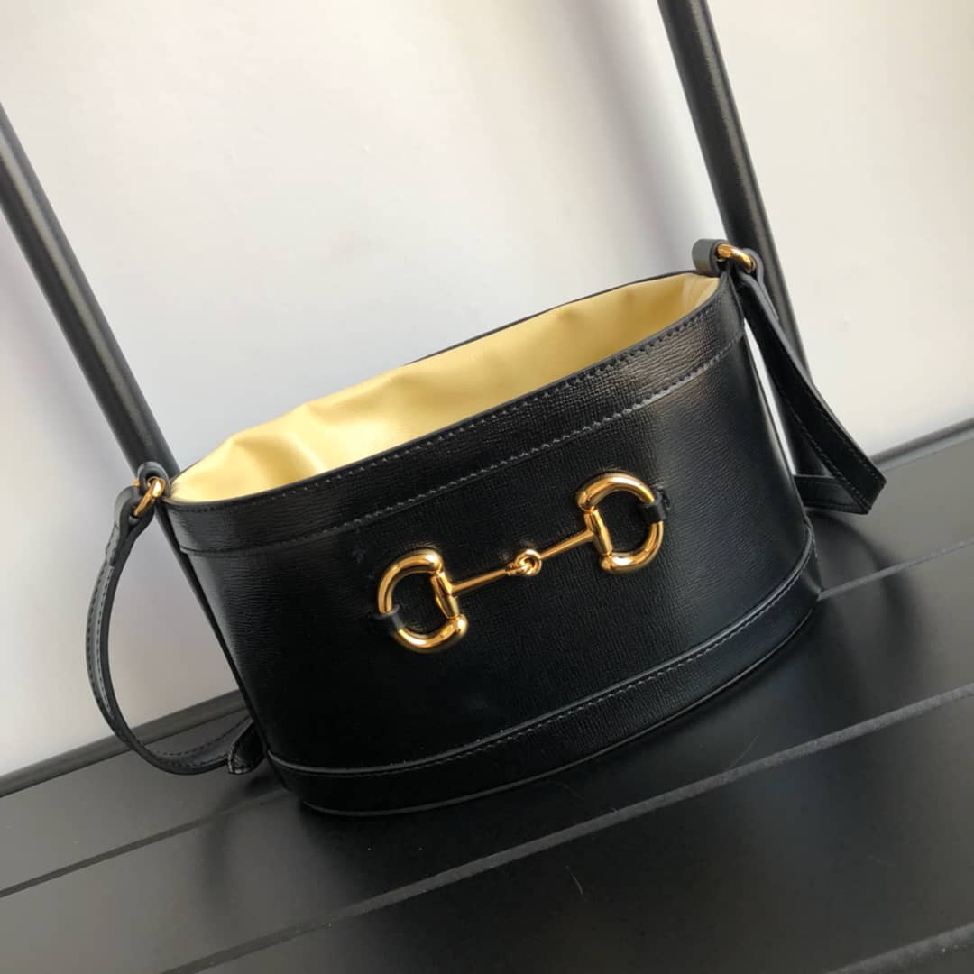 Gvc*1 1955 Horsebit Bucket Bag Replica Yellow Black 602118