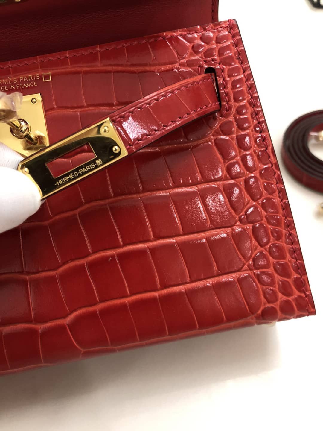 H**me5 Kelly Dupe Mini 19CM Crocodile Shiny Replica Bag