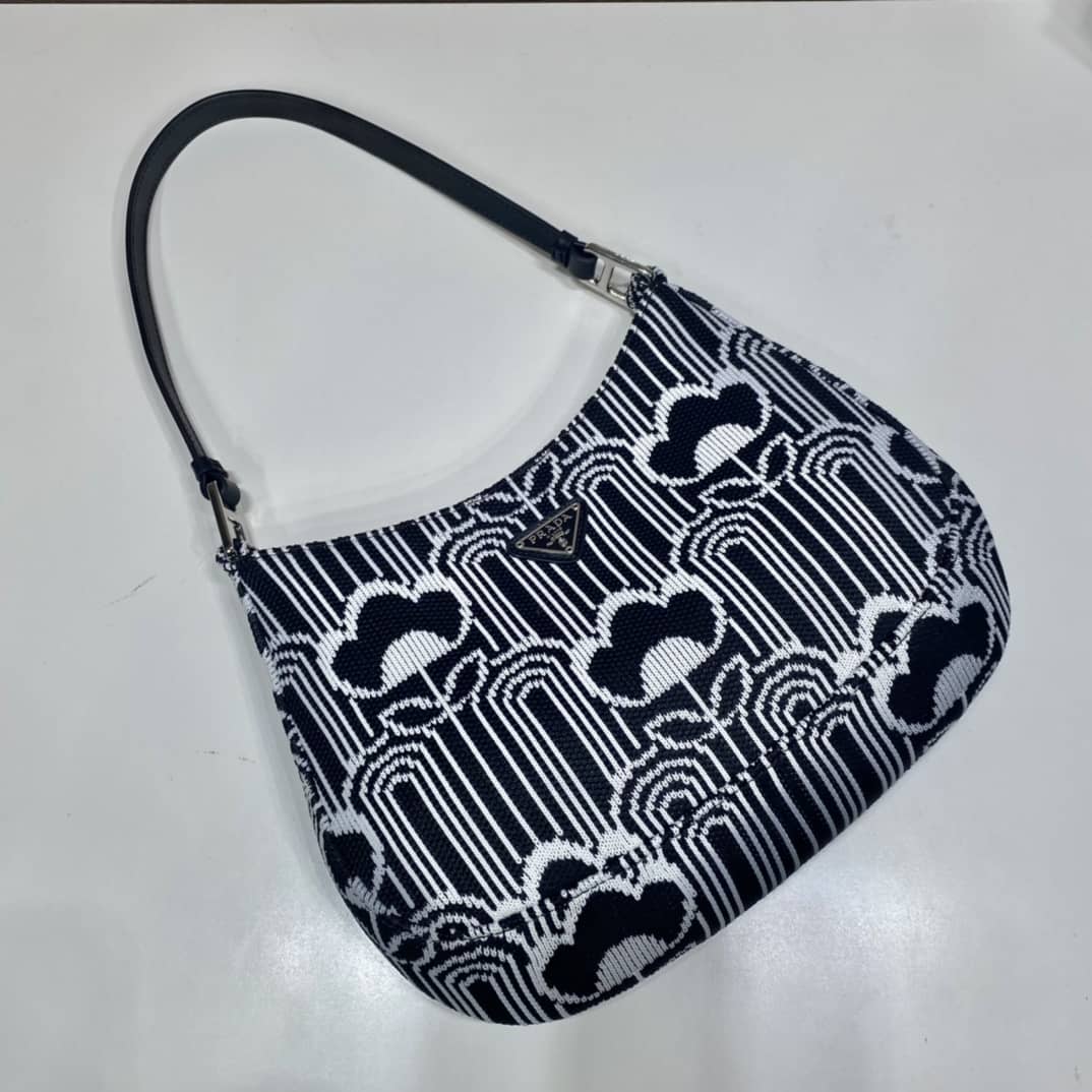 Pra*a Cleo Bag Dupe Jacquard Knit And Leather Replica Bag
