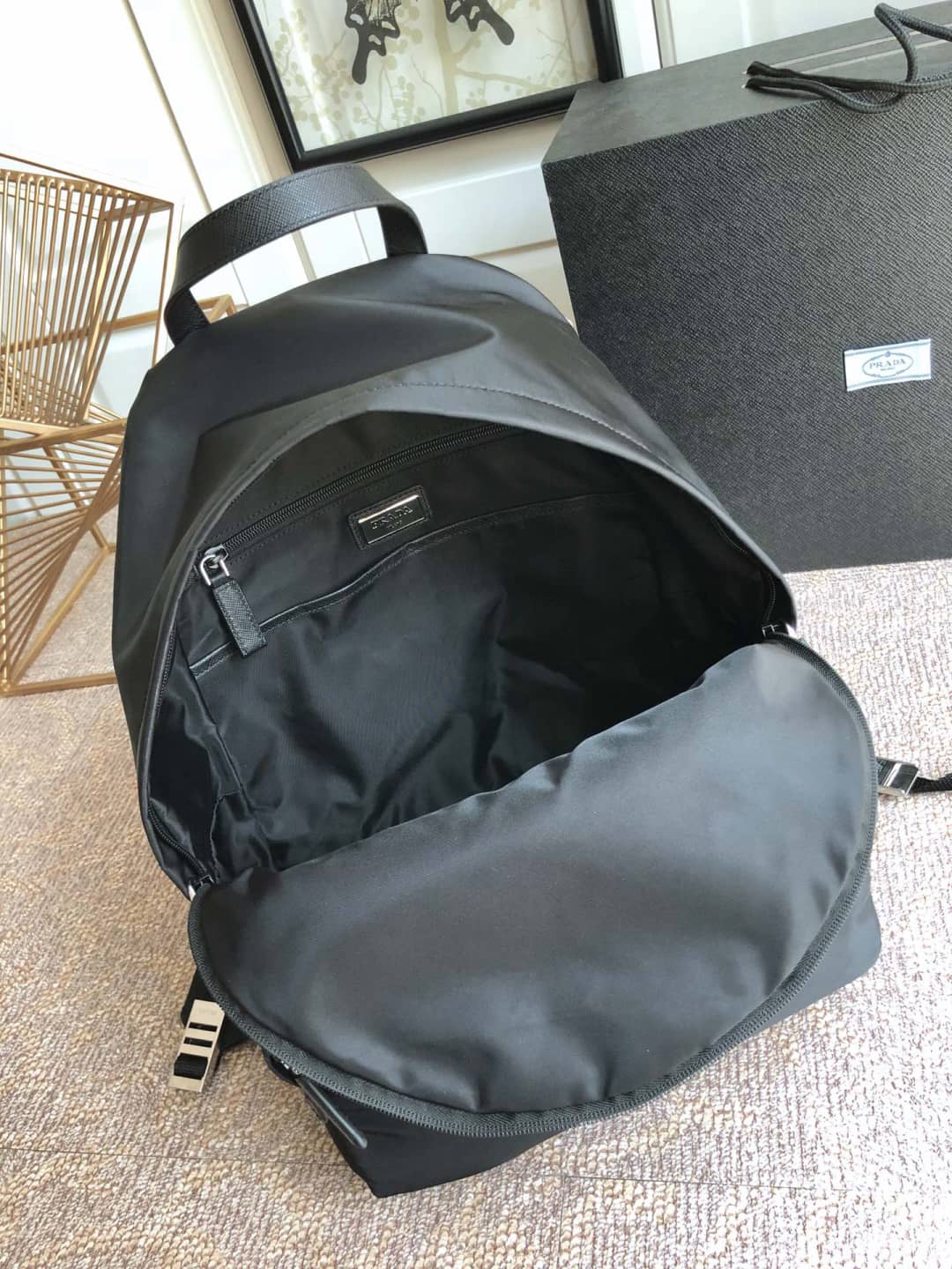 Pra*a Backpack Dupe Nylon Leather Replica