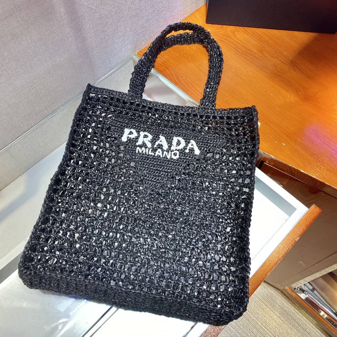 Replica Pra*as Raffia Leather Replica Tote