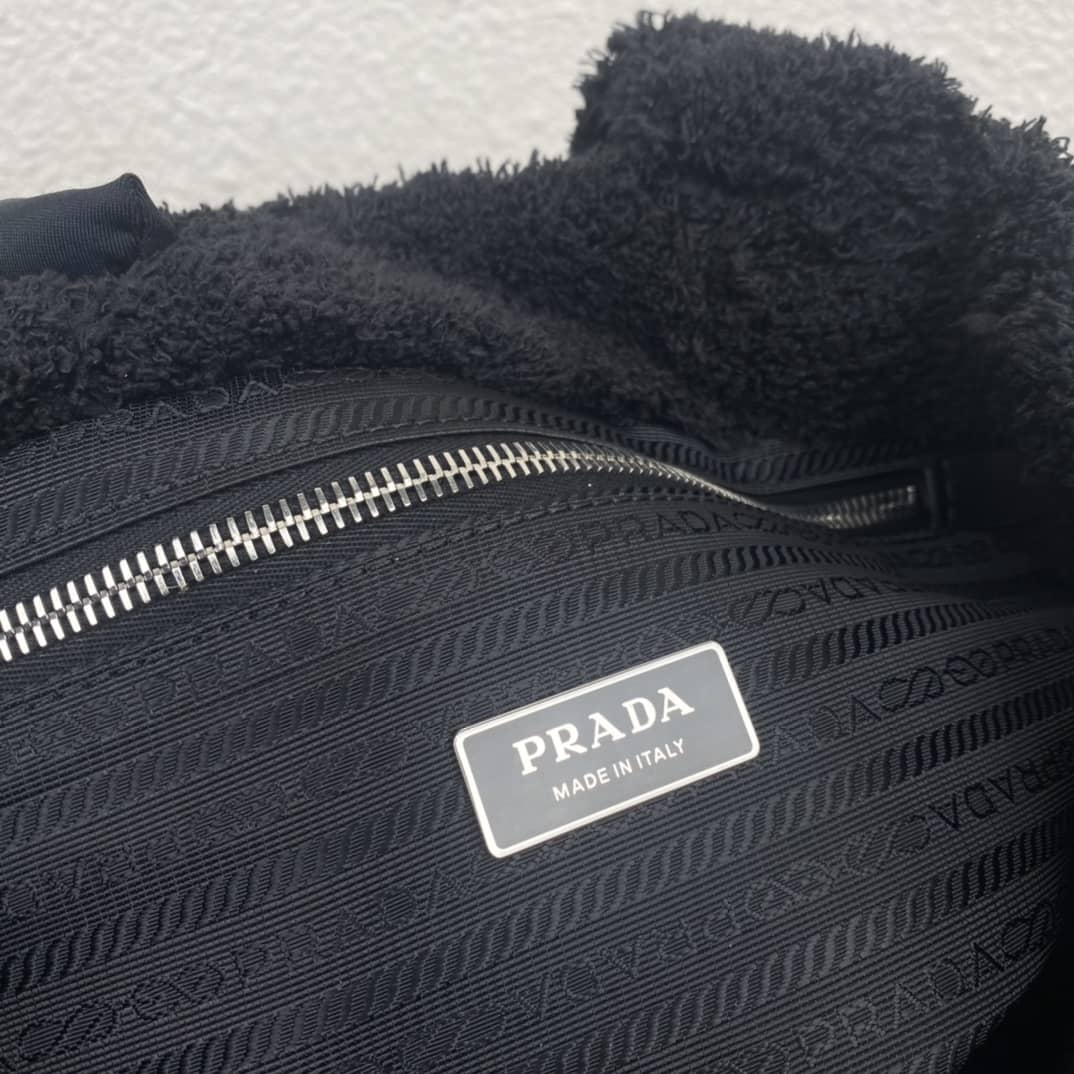 Pra*a Shearling Tote Shoulder Bag