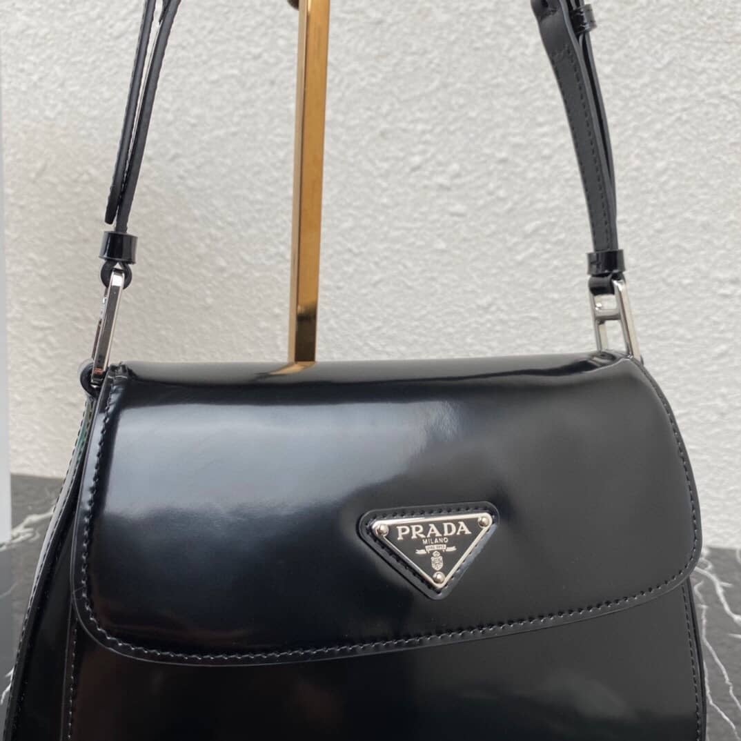 Replica Pra*as Cleo Brushed Leather Flap Shoulder Bag