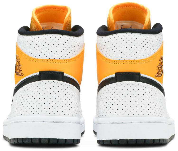 Wmns Air Jordan 1 Mid Perforated White University Gold BQ6472-107