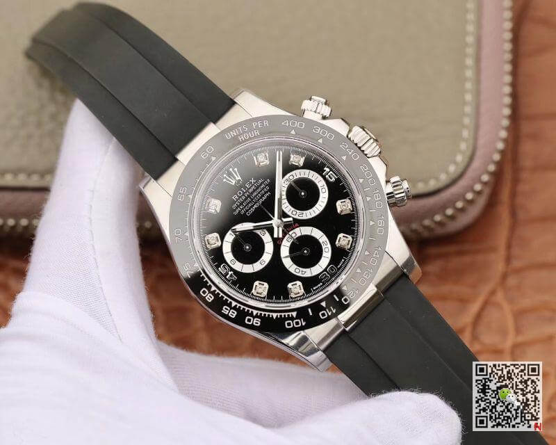 R01ex Daytona Replica Cosmograph 116519 Noob Factory 1:1 Best Edition D1am0nds Markers Swiss ETA4130 Black Rubber Strap