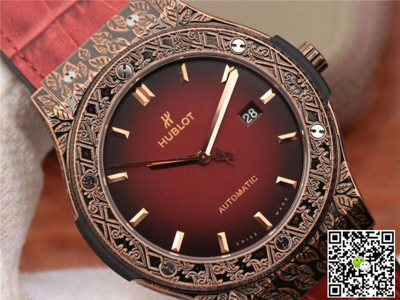 Replica Hublot Classic Fusion 511.OX.6670.LR.OPX17 JJ Factory 1:1 Best Edition Swiss ETA2892 Dark Red Gummy Strap