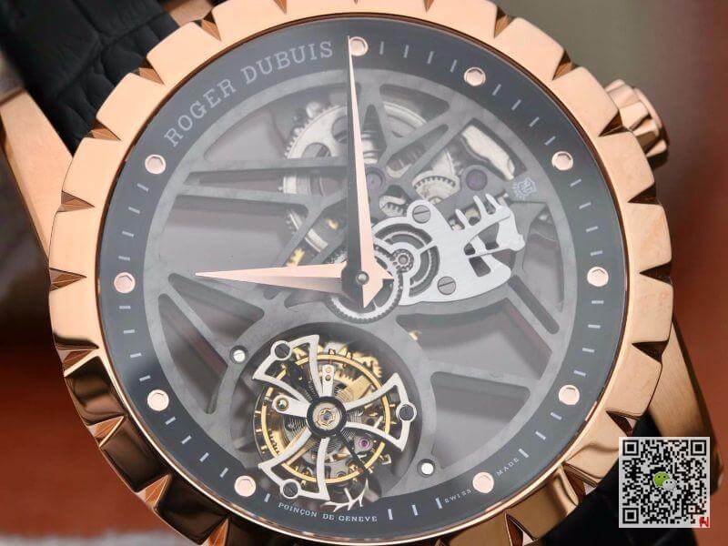Replica Roger Dubuis Excalibur RDDBEX0392 1:1 Best Edition Swiss Tourbillon Black Leather Strap
