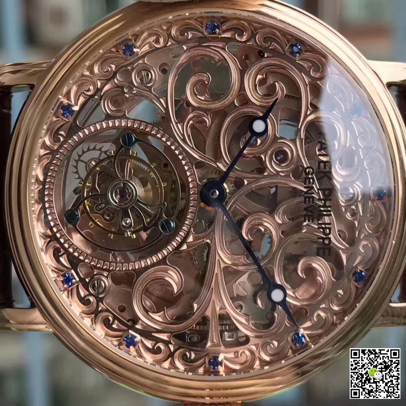 Pat*k Phi1i*pe Replica Tourbillon Sapphire 1:1 Best Edition Rose Gold Swiss Tourbillon