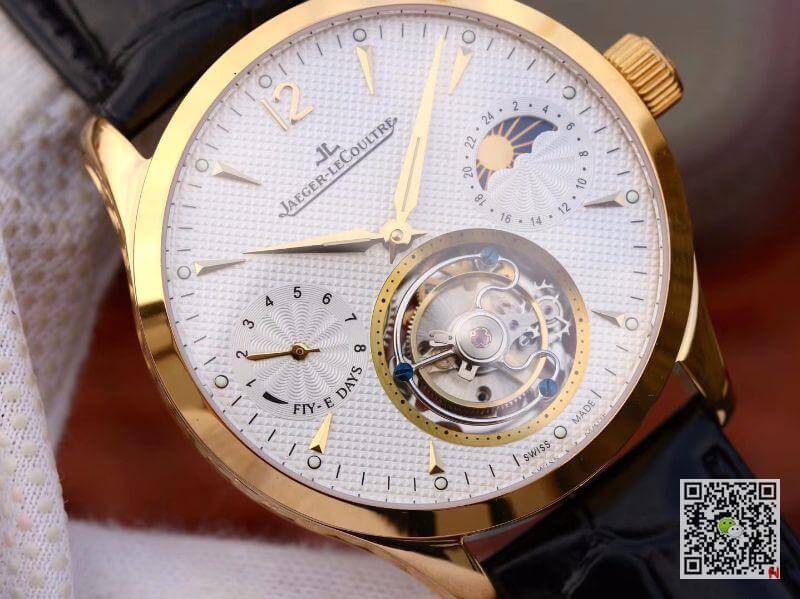 Replica Jaeger-LeCoultre Master Grande Tourbillon Mechanical Watches 1:1 Best Edition Swiss Tourbillon 18K gold White Dial