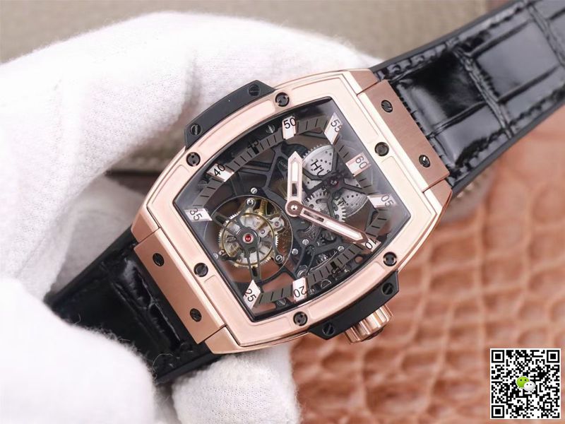 Hublot Replica Masterpiece Tourbillon 906.OX.0123.VR.AES13 1:1 Best Edition JB Factory Rose Gold White Hour Swiss HUB 9006