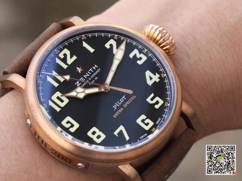 Replica Zenith Pilot Type 20 Extra XF Factory Mechanical Watches 1:1 Best Edition Swiss ETA2824-2 Black Dial