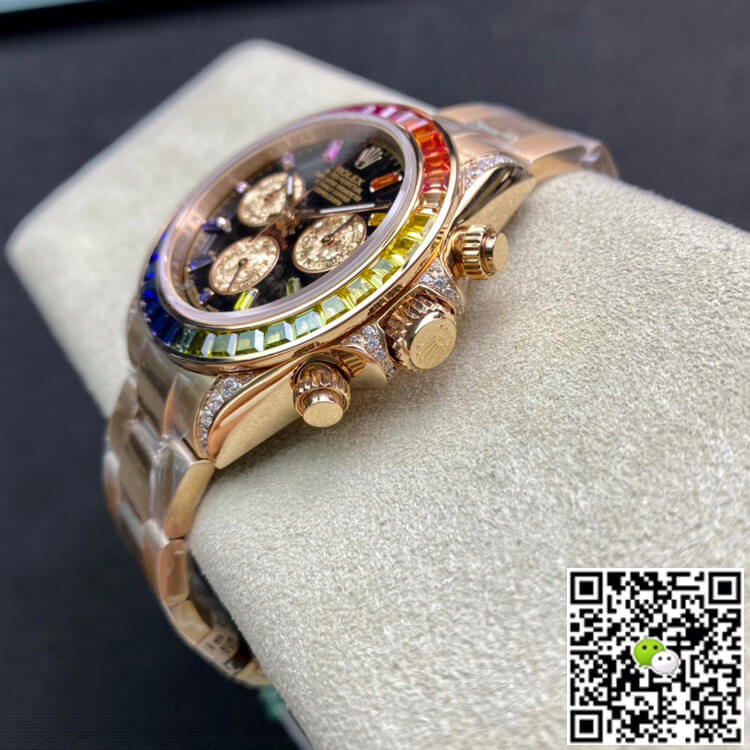 Replica R01ex Daytona 116595 RBOW 1:1 Best Edition TW Factory Rose Gold Black Dial