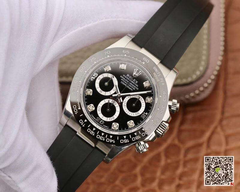 R01ex Daytona Replica Cosmograph 116519 Noob Factory 1:1 Best Edition D1am0nds Markers Swiss ETA4130 Black Rubber Strap
