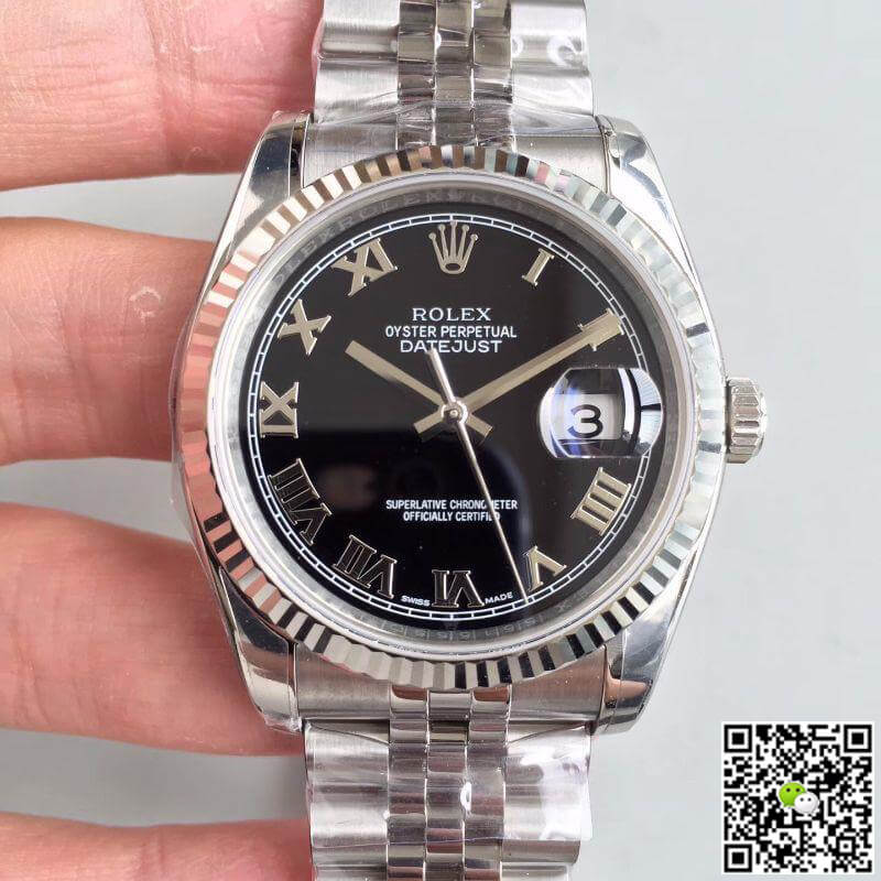 R01ex Dupe Datejust 116334 1:1 Best Edition Swiss ETA2836 Black Dial Roman Marker