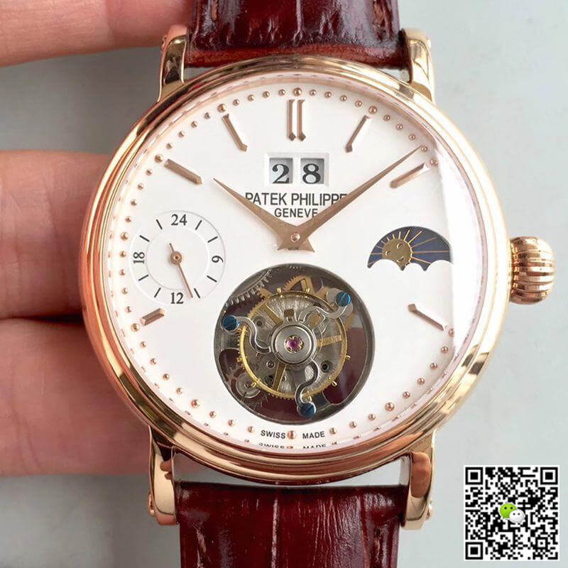 Pat*k Phi1i*pe Replica Tourbillon Moonphase 24H Power Reserve 1:1 Best Edition Swiss Tourbillon White Dial