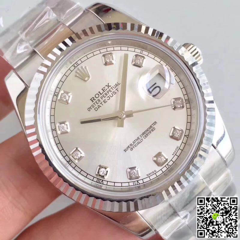 R01ex Dupe Datejust II 116334-0009 1:1 Best Edition Swiss ETA2836 Silver Dial D1am0nd Marker