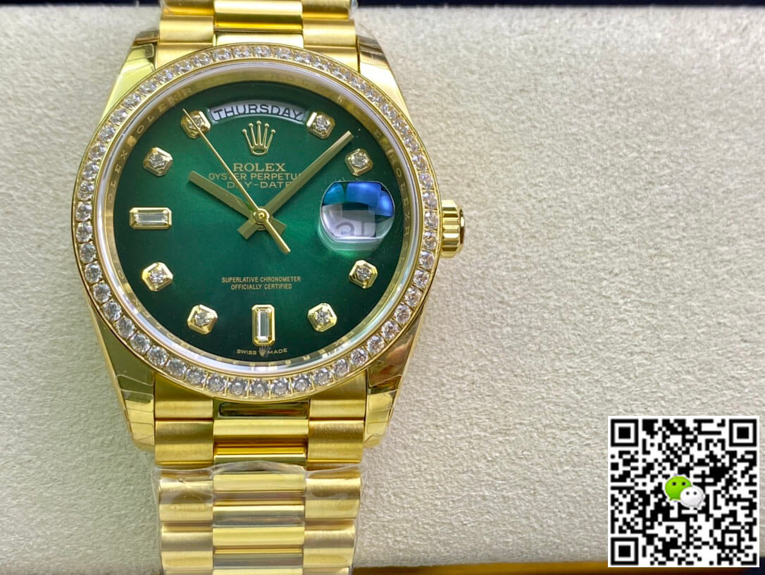 Replica R01ex Day Date M128348RBR-0035 1:1 Best Edition EW Factory Gradient Green Dial