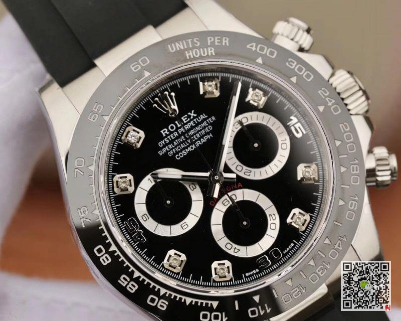 R01ex Daytona Replica Cosmograph 116519 Noob Factory 1:1 Best Edition D1am0nds Markers Swiss ETA4130 Black Rubber Strap