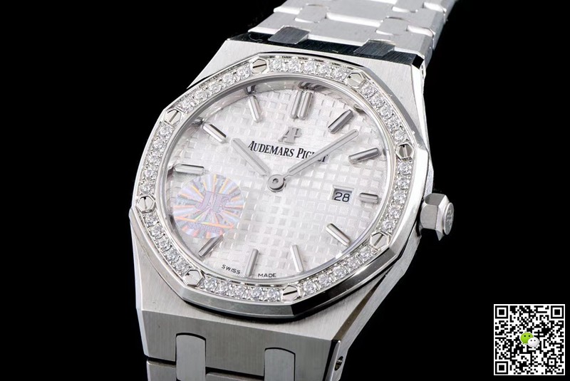Replica Audemars P1g*et Royal Oak 67651ST.ZZ.1261ST.01 1:1 Best Edition JF Factory White Dial Swiss Quartz