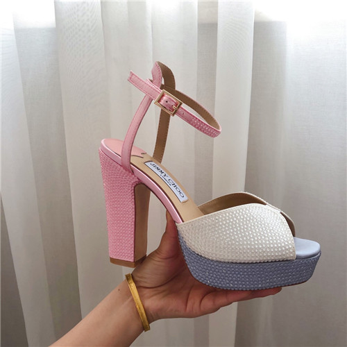 J1m*y Ch00 pearl block heels